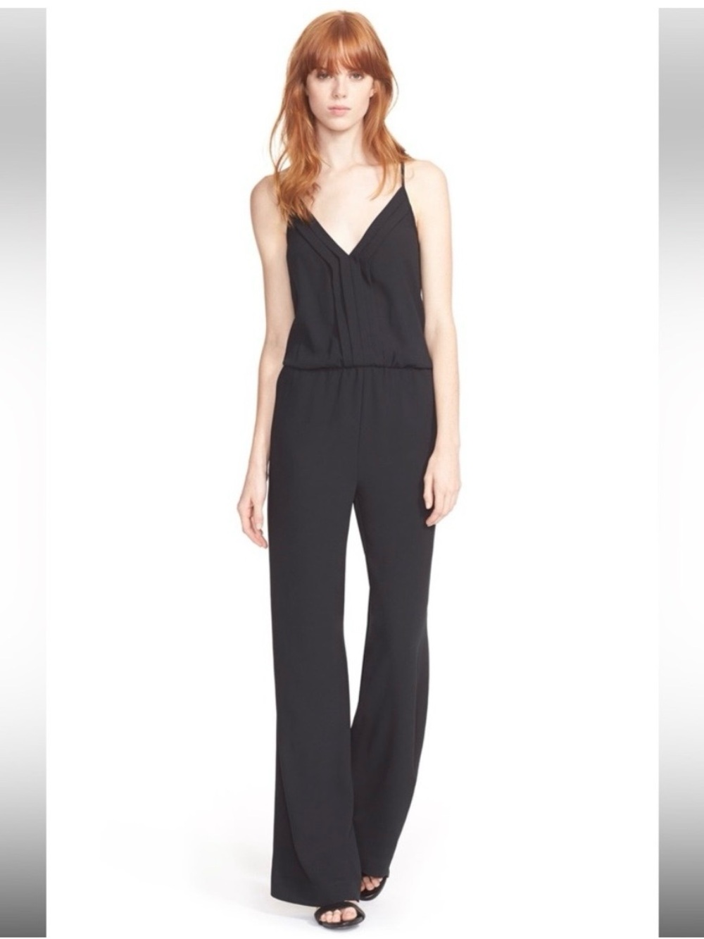 Joie Black Sleeveless V-Neck Wide-Leg Jumpsuit